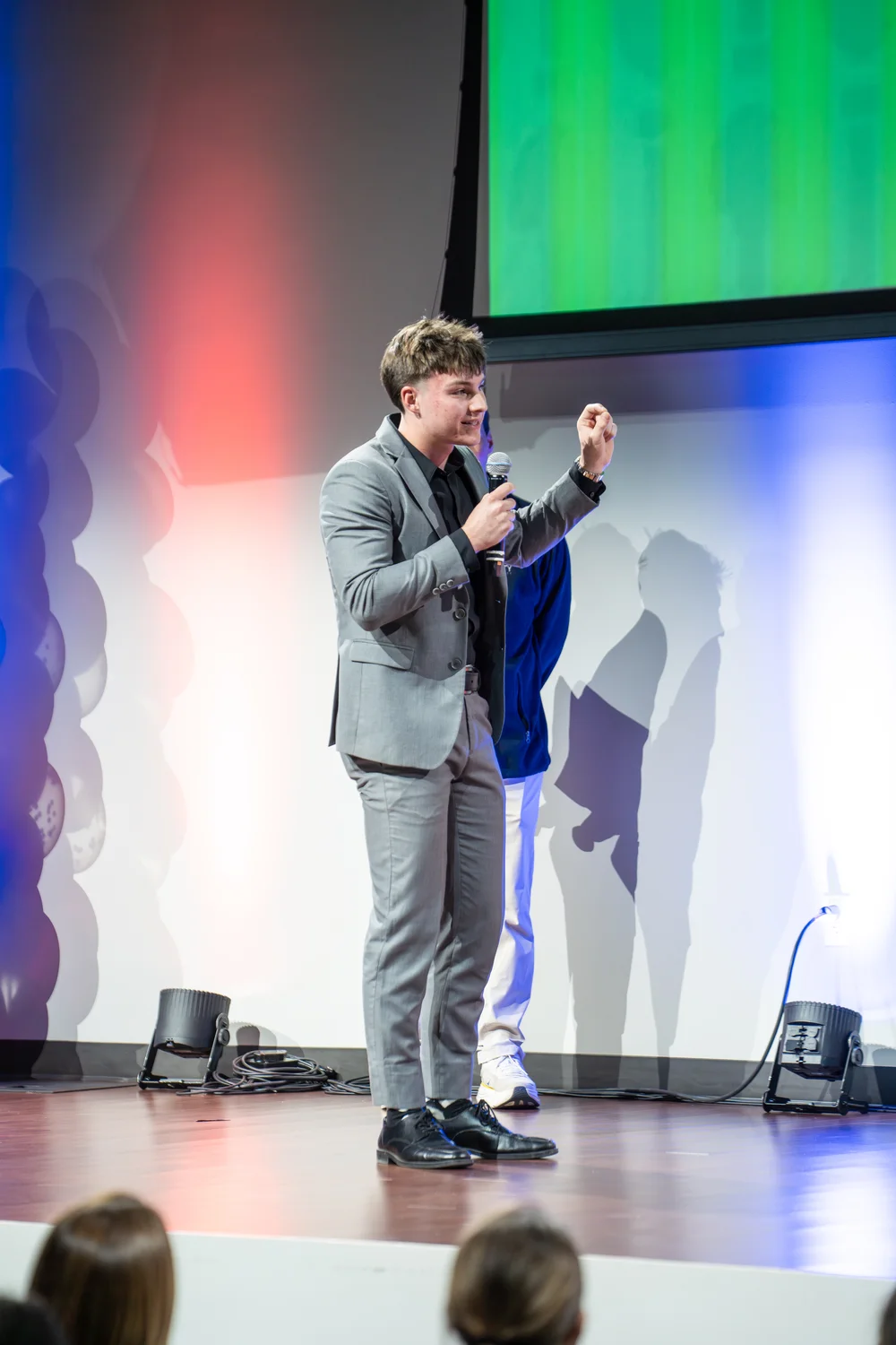 James Valentine, Co-Founder & CEO of Mulch Bros, pitching on stage